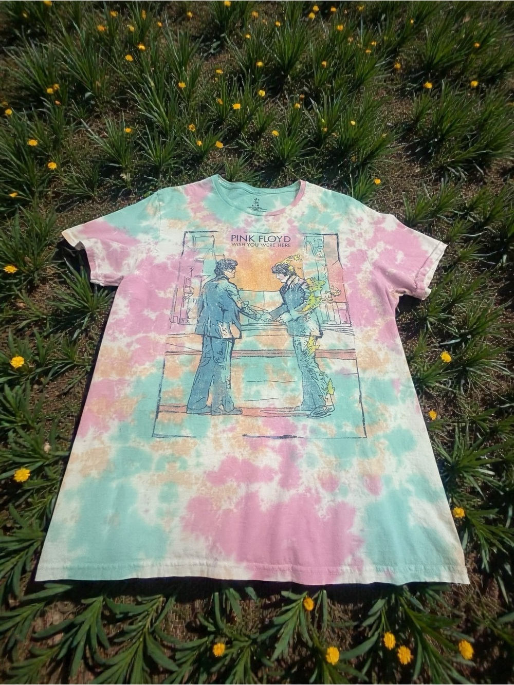 Pink Floyd Wish You Were Here Pastel Tie Dye Tee. Size: Large. Unisex